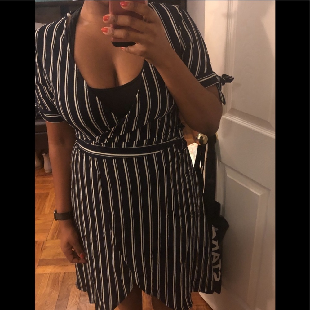 Blashe Navy and White Wrap Dress